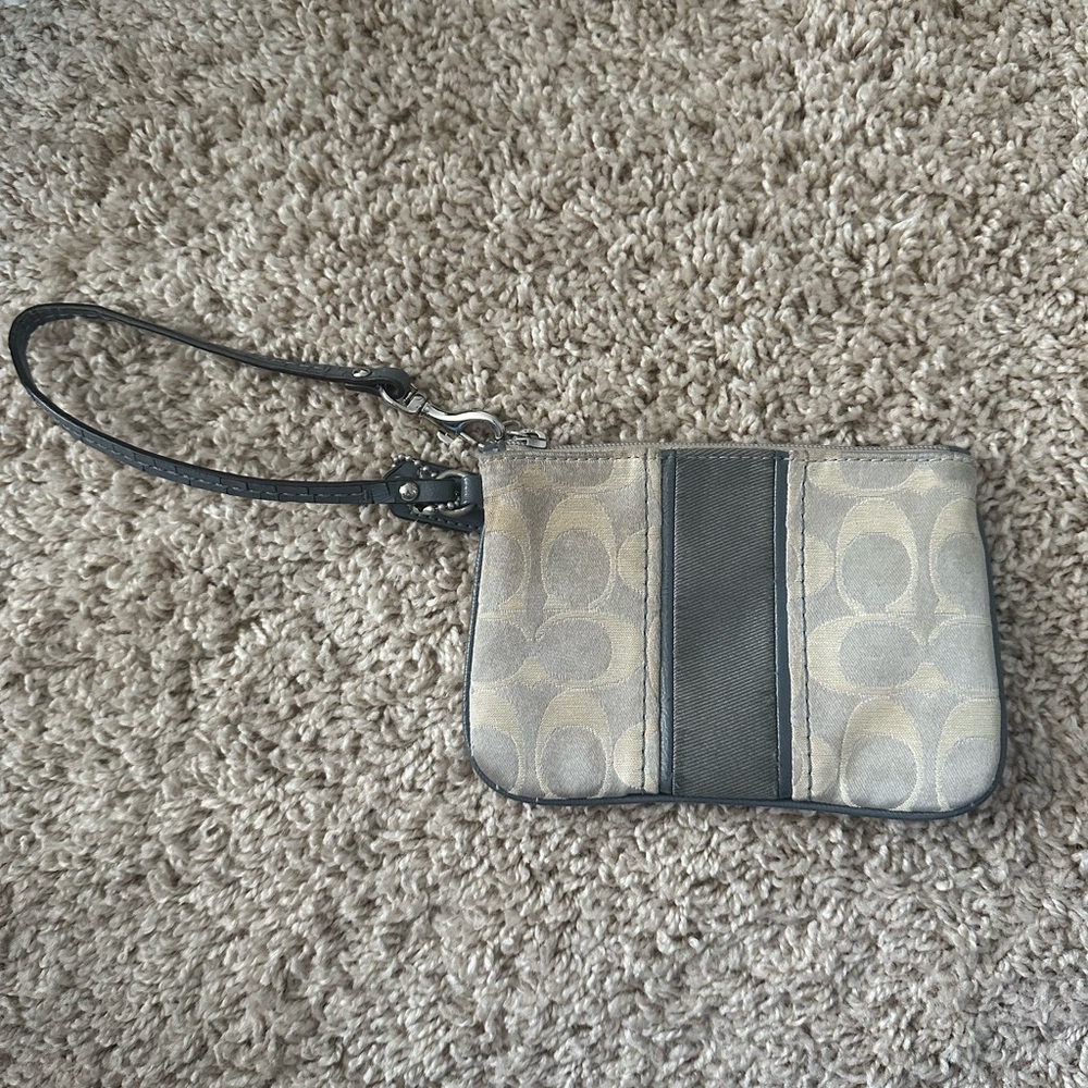 Beige, Silver and grey coach wallet